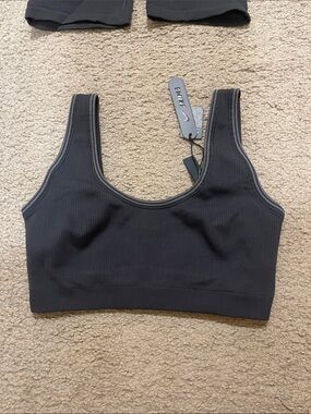SKIMS Ribbed Scoop Sports Bra in Black